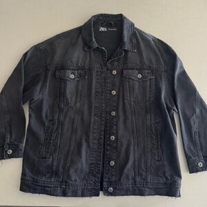 Zara black Jean jacket with customized embroidered patch